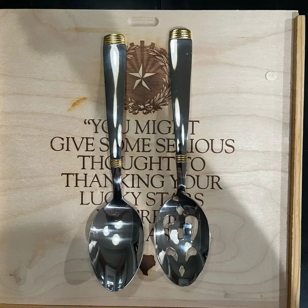 NEW Cambridge Brothers Stainless Steel Modern Collection Large Serving Spoons 2